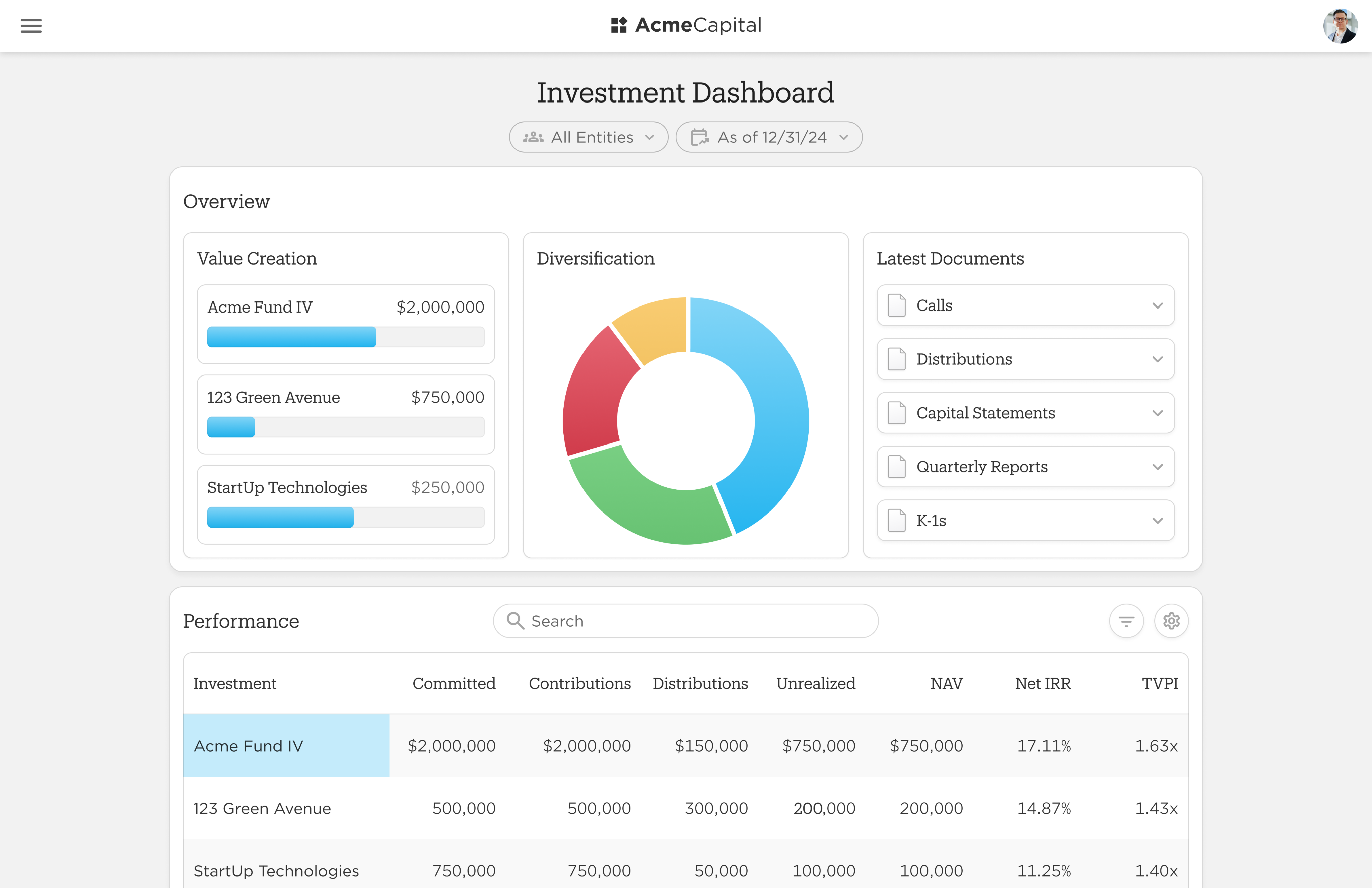 Investor Portal Screenshot 1